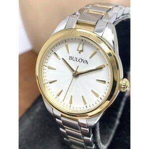Bulova Women's Watch 98L277 Sutton White Dial Quartz 2-Tone Stainless Steel 28mm